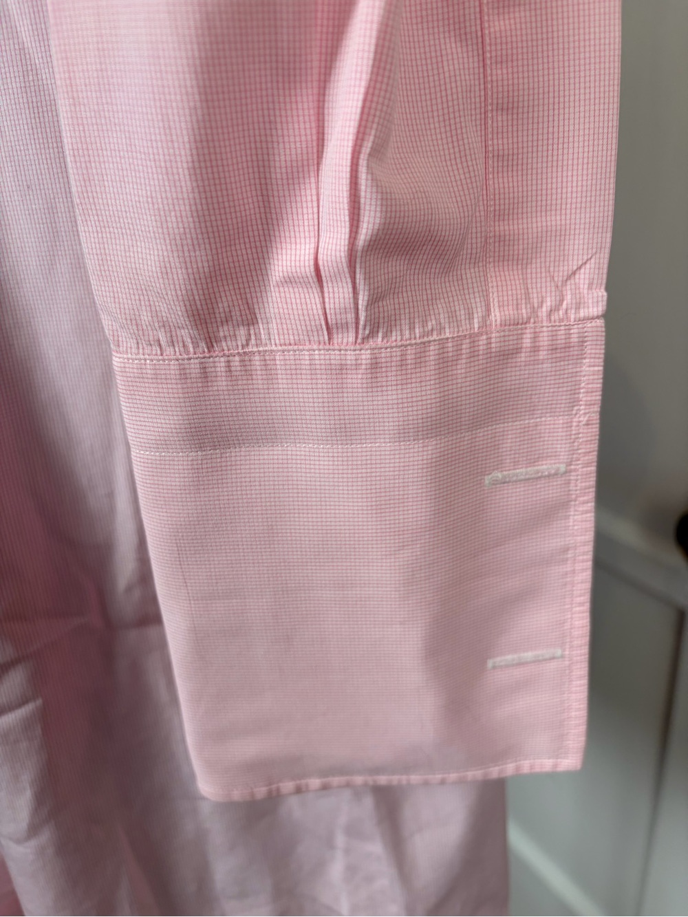 Charvet Dress Shirt, French Cuffs , Split Hem, Light Pink Check, MenM(39)15.5 - Picture 11 of 15